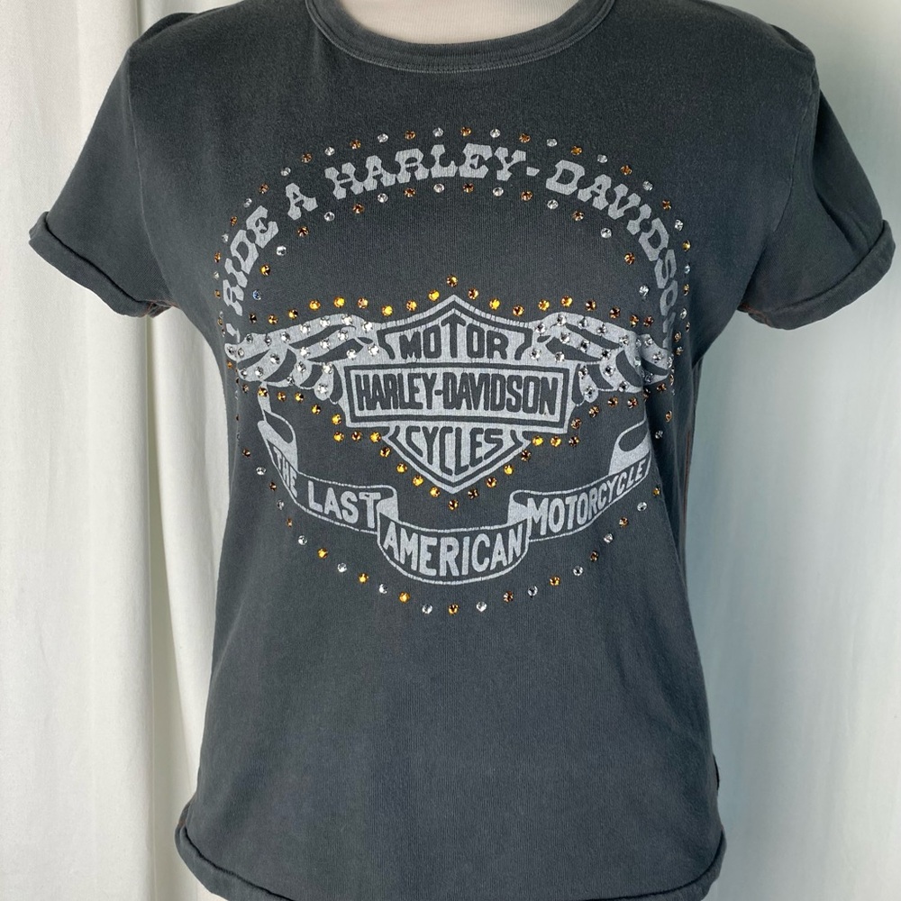 Harley Davidson Trunk LTD Swarovski Crystal Women’s Shirt Size Small Limited Ed.